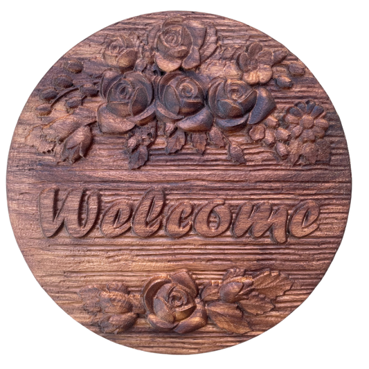 3D Hard Wood Floral Welcome Sign